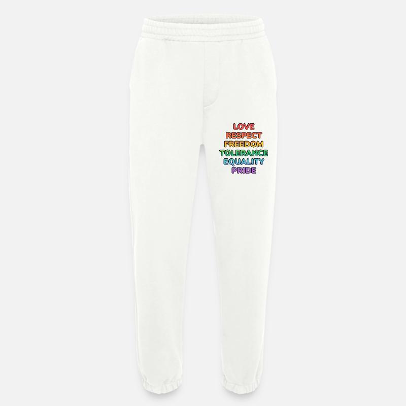 Pride Values Rainbow Text - Heavyweight Jogging Pants - made by SPREAD  - OFF WHITE
