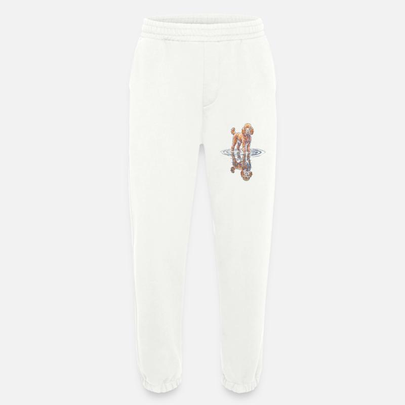 Caniche avec réflexion dans l’eau - Pantalon de jogging bio épais fabriqué en UE - OFF WHITE