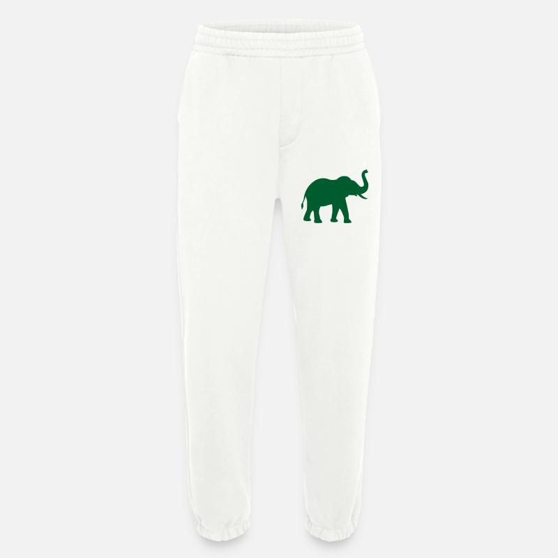 Elephant silhouette in green - Heavyweight Jogging Pants - made by SPREAD - OFF WHITE
