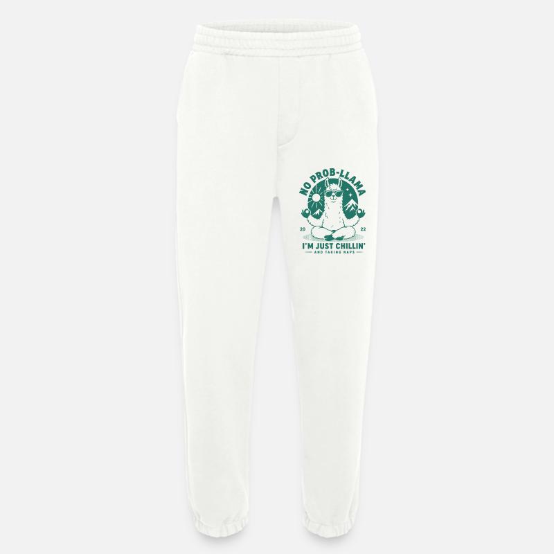 No Prob-Llama Just Chillin - Heavyweight Jogging Pants - made by SPREAD  - OFF WHITE