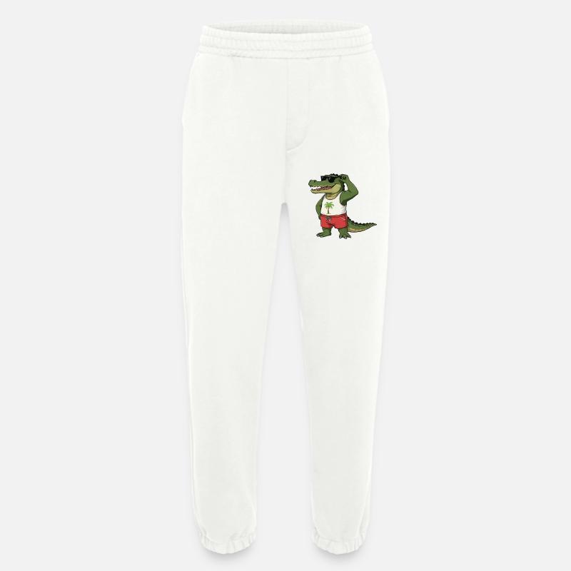 Bande dessinée Crocodile - Pantalon de jogging bio épais fabriqué en UE - OFF WHITE