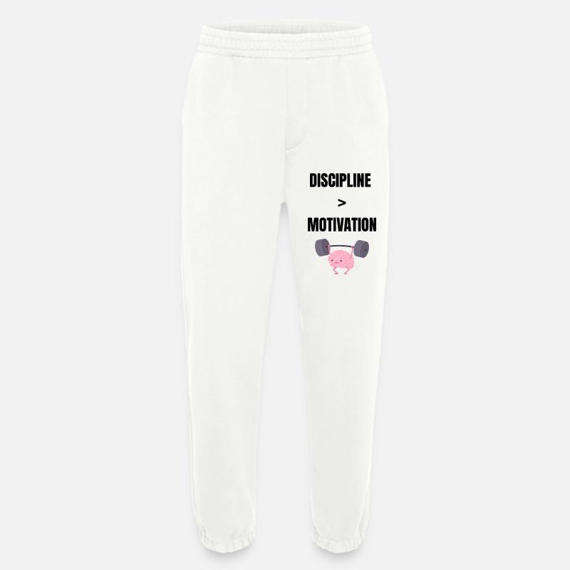 Discipline over motivation - Heavyweight Jogging Pants - made by SPREAD - OFF WHITE