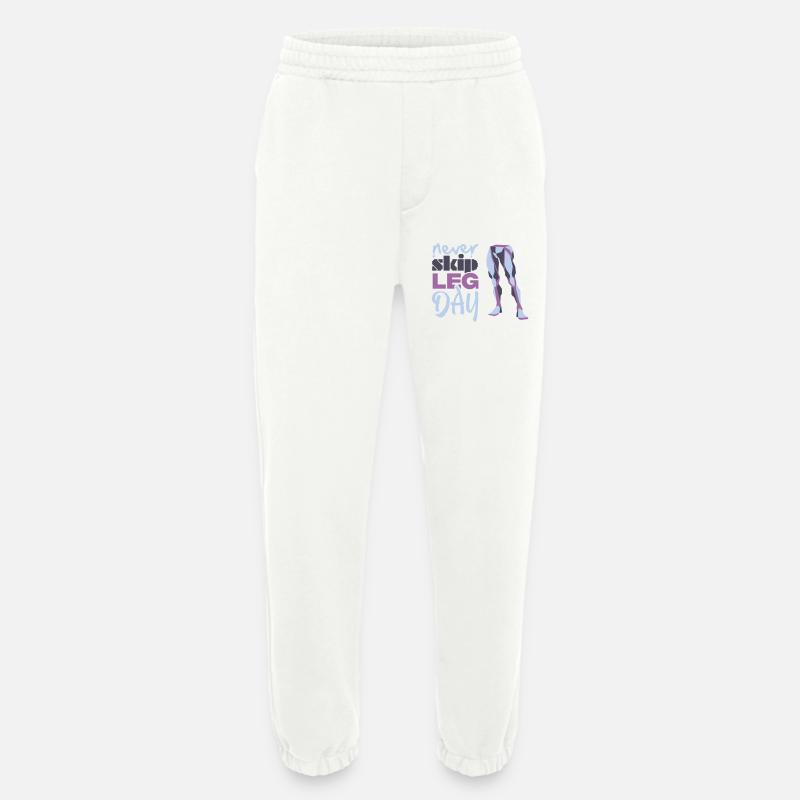 Never Skid Leg Day Graphic - Heavyweight Jogging Pants - made by SPREAD  - OFF WHITE