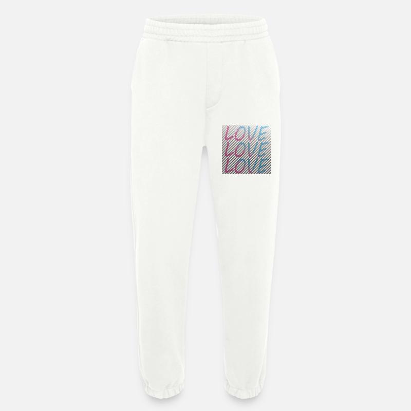 Gradient Love lettering on stripes - Heavyweight Jogging Pants - made by SPREAD - OFF WHITE