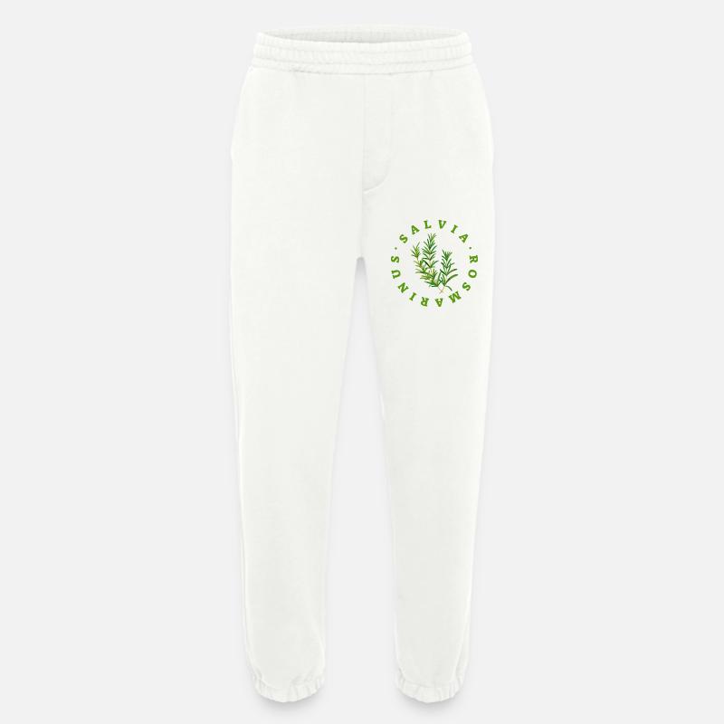 Rosemary Circular Botanical Emblem - Heavyweight Jogging Pants - made by SPREAD  - OFF WHITE