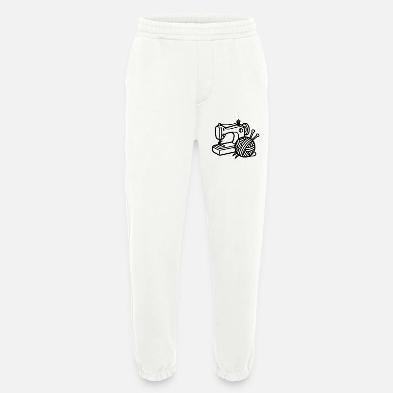 Sewing Machine Wool Knitting Sewing Handmade - Heavyweight Jogging Pants - made by SPREAD - OFF WHITE