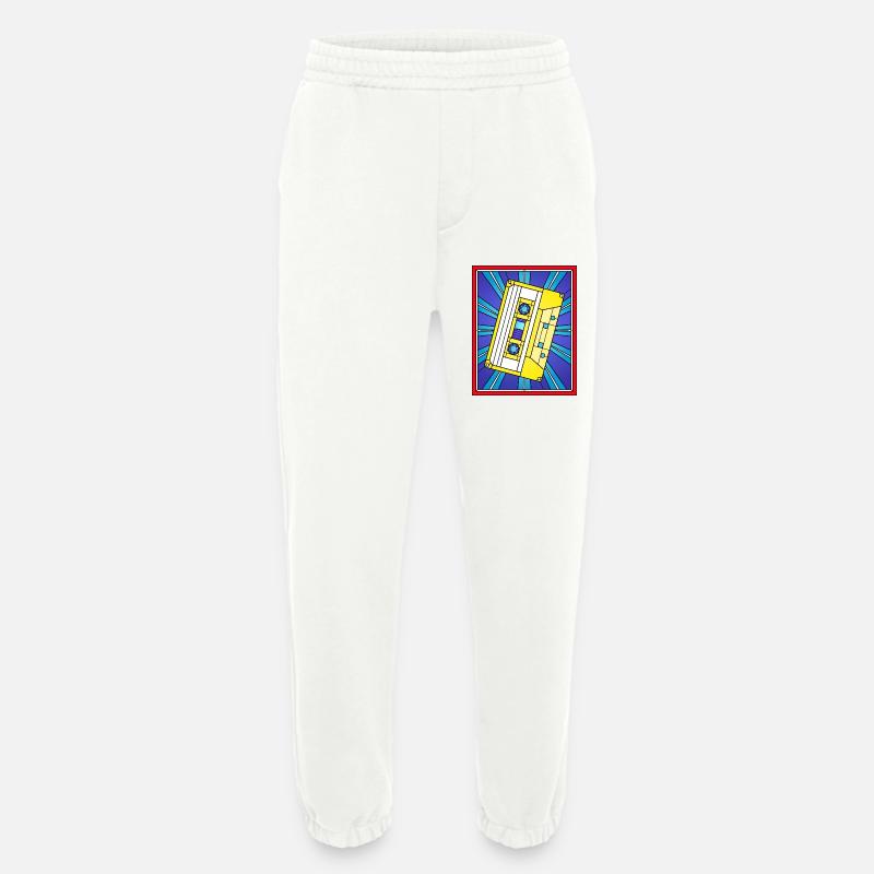 Illustration de cassette en vitrail - Pantalon de jogging bio épais fabriqué en UE - OFF WHITE
