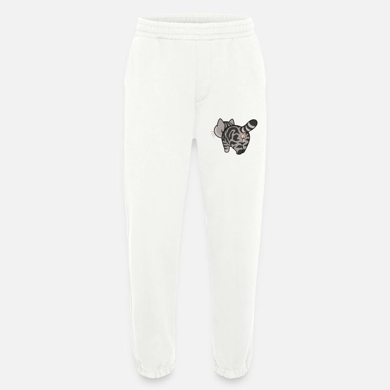 Grau getigerte Cartoonkatze - Heavyweight Jogginghose - made by SPREAD  - OFF WHITE
