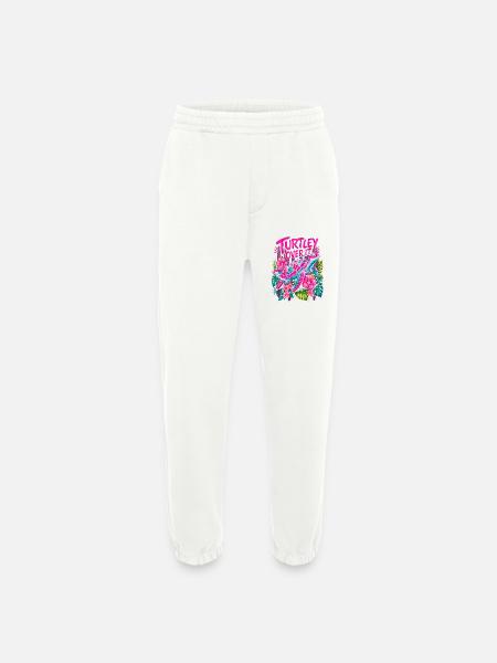 Turtley Over It Cute Turtle Flower - Heavyweight Jogging Pants - made by SPREAD  - OFF WHITE