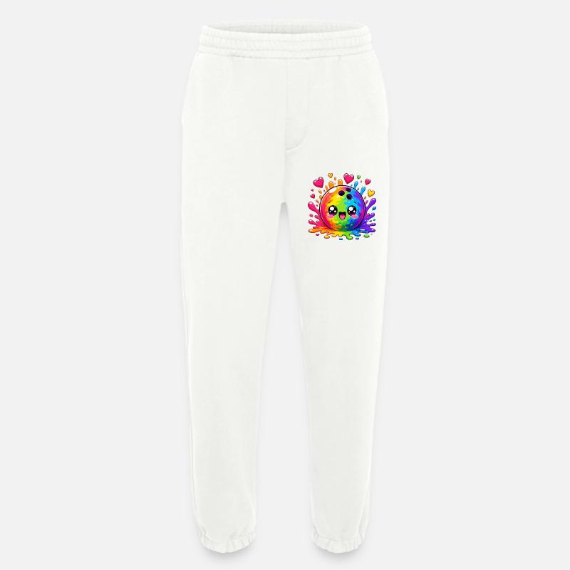 Kunterbunte Farbsplash Bowlingkugel - Heavyweight Jogginghose - made by SPREAD  - OFF WHITE