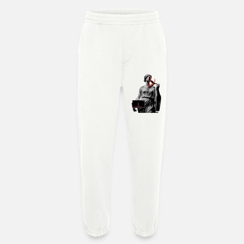 Antiquité glitchée : Étapes de présence - Pantalon de jogging bio épais fabriqué en UE - OFF WHITE
