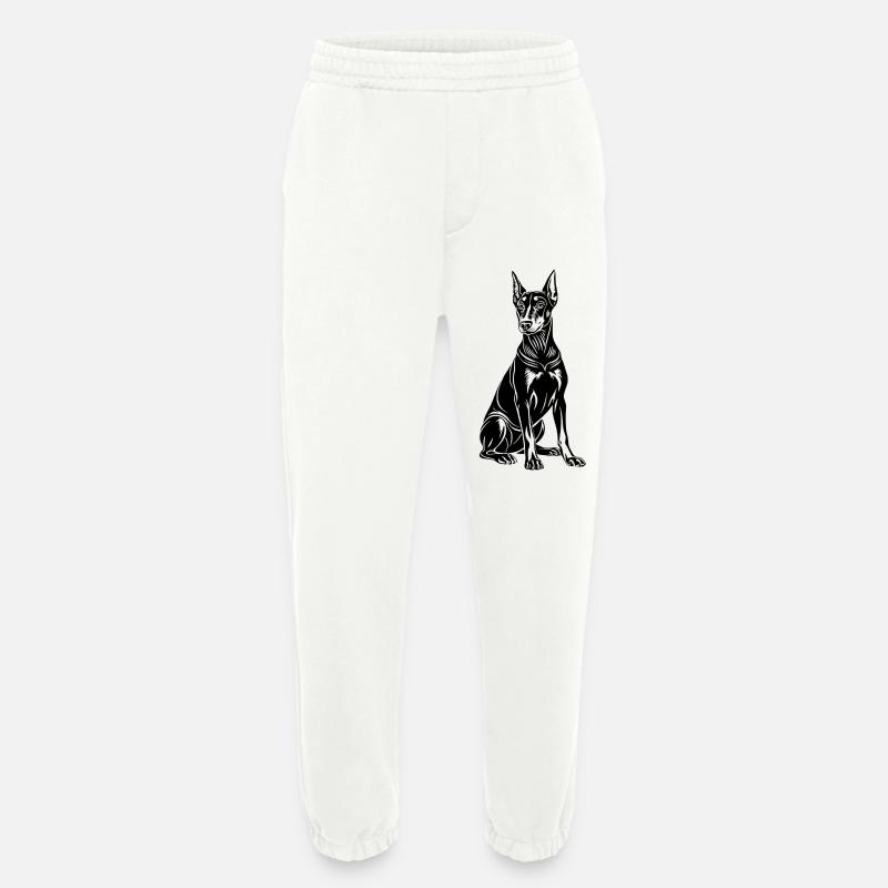 Doberman sitting - Heavyweight Jogging Pants - made by SPREAD - OFF WHITE