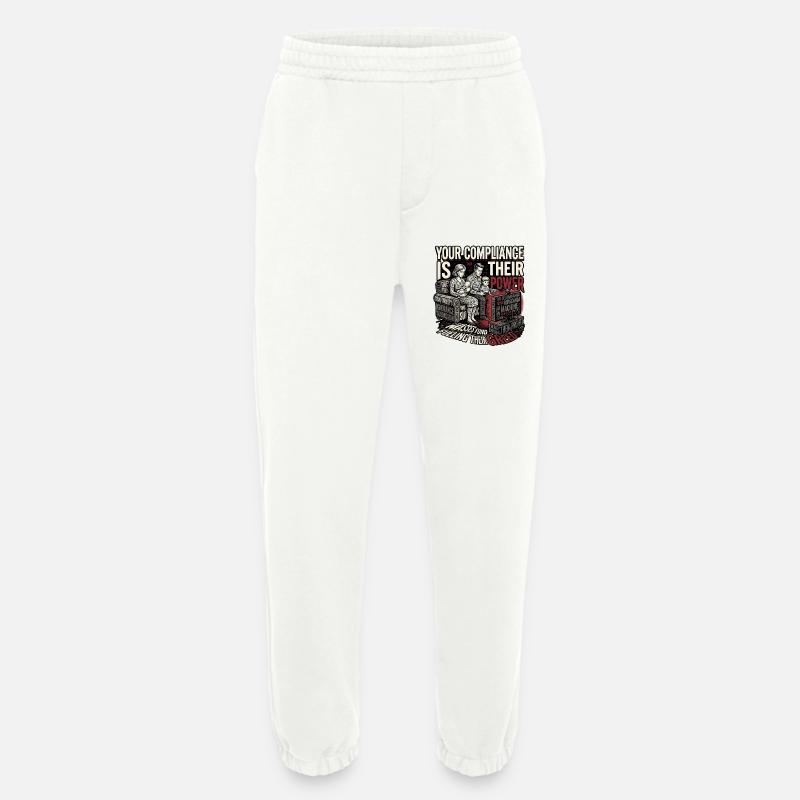 Stop manipulation - Heavyweight Jogging Pants - made by SPREAD  - OFF WHITE
