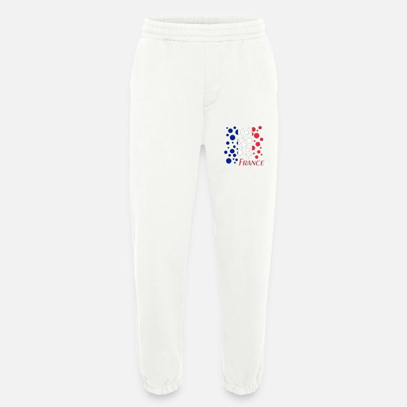 France Dot Pattern Flag - Heavyweight Jogging Pants - made by SPREAD - OFF WHITE