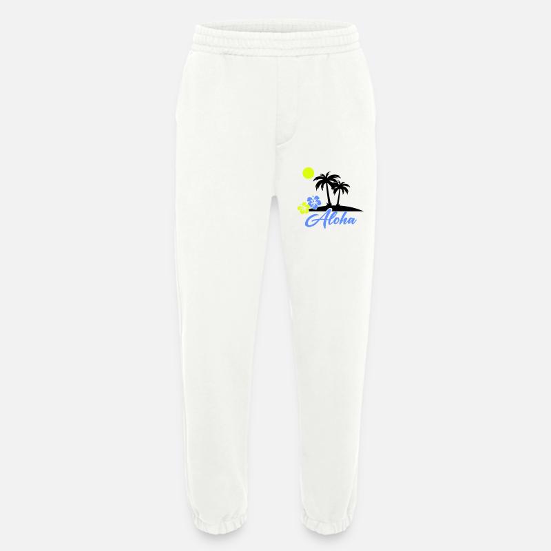 Aloha Hibiscus Neon Script - Heavyweight Jogging Pants - made by SPREAD  - OFF WHITE