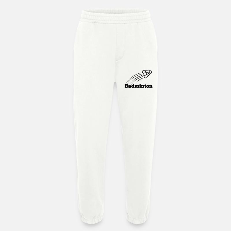 Badminton text with shuttle flying up - Heavyweight Jogging Pants - made by SPREAD  - OFF WHITE