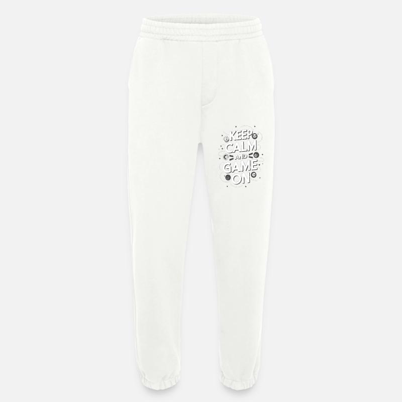 KEEP CALM AND GAME ONE - Heavyweight Jogging Pants - made by SPREAD - OFF WHITE