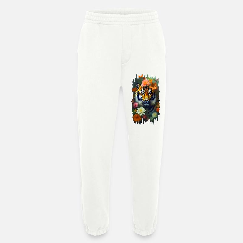 Tiger zwischen den Blumen 🌸💛 - Heavyweight Jogginghose - made by SPREAD - OFF WHITE
