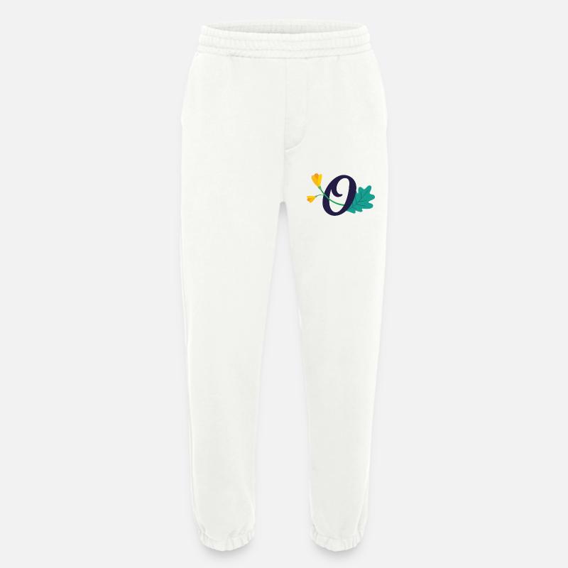 Eleganter Buchstabe 'O' mit Blumen - Heavyweight Jogginghose - made by SPREAD  - OFF WHITE