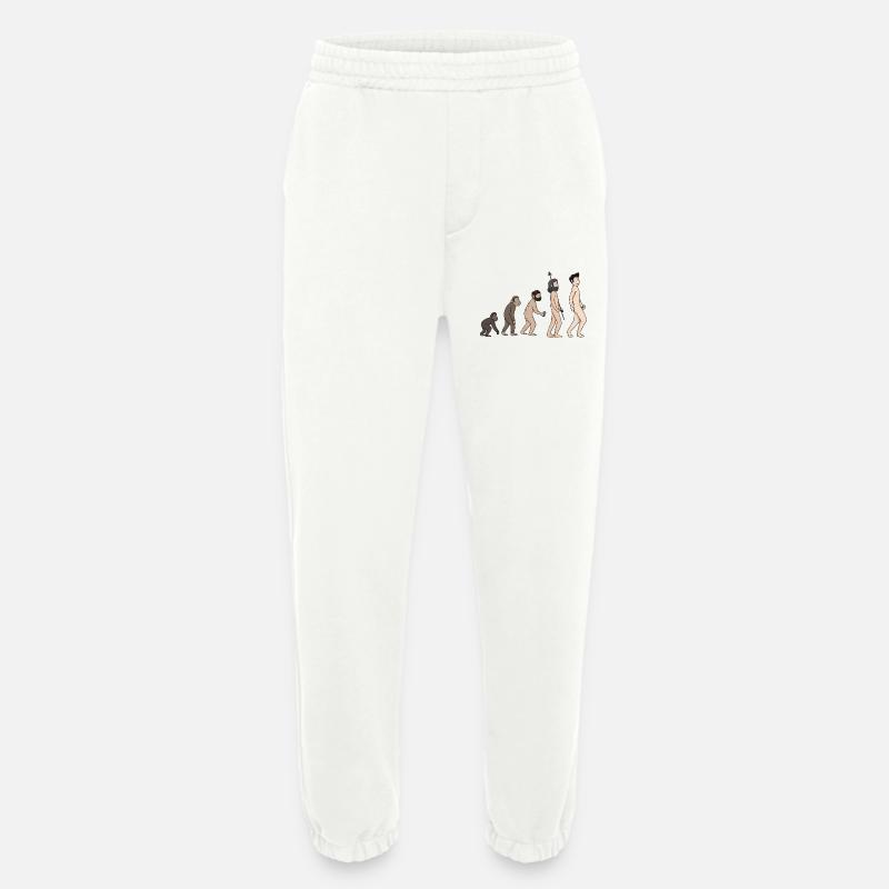 Human Development - Evolution Illustration - Heavyweight Jogging Pants - made by SPREAD  - OFF WHITE