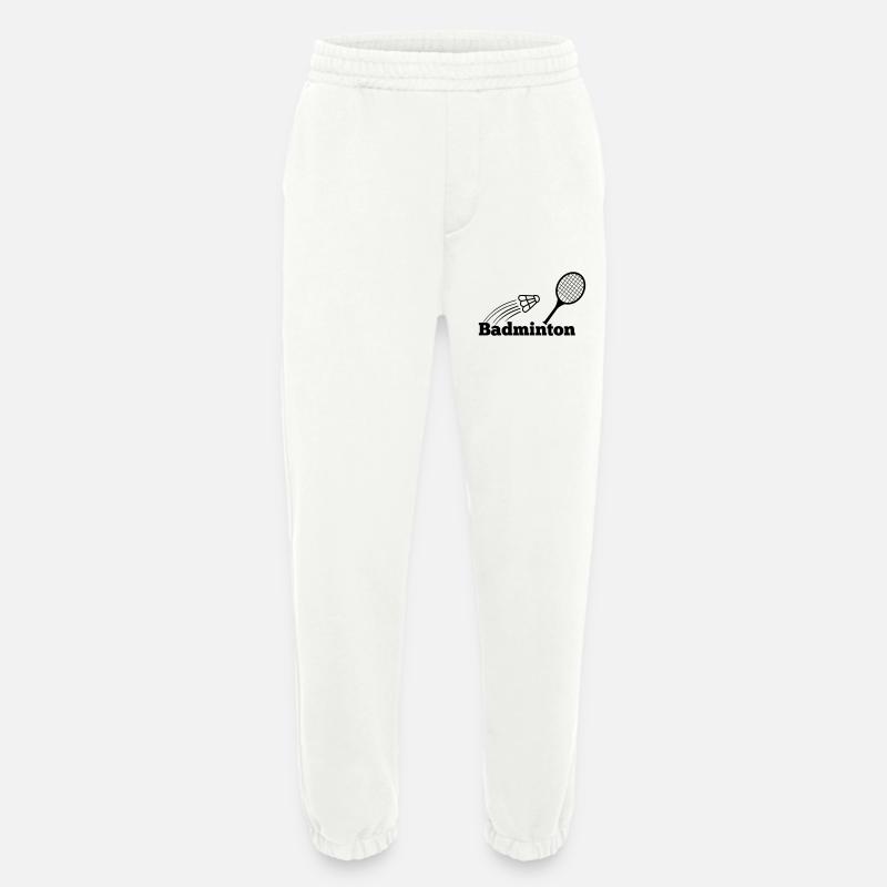 Badminton text with shuttle and racket - Heavyweight Jogging Pants - made by SPREAD  - OFF WHITE