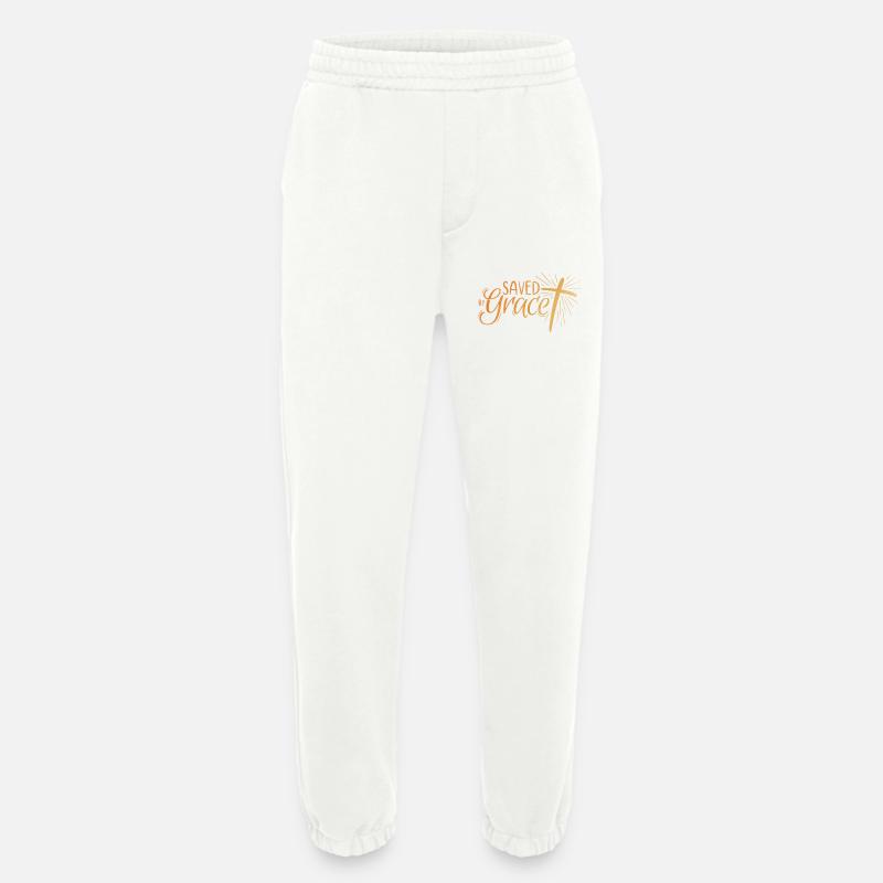 Saved by Grace Lettering - Heavyweight Jogginghose - made by SPREAD  - OFF WHITE