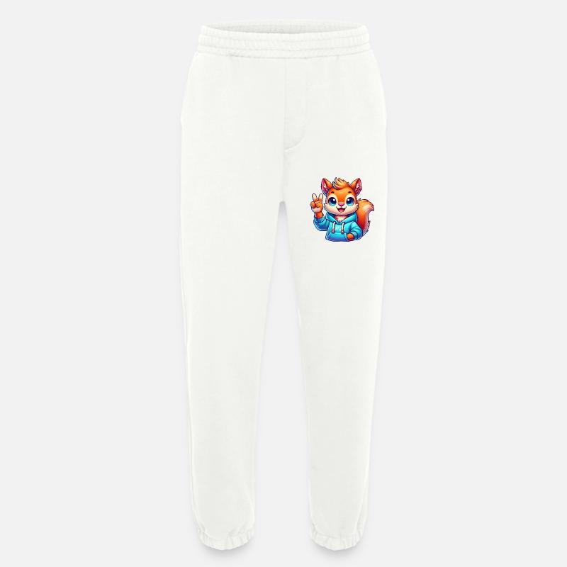 Friedliches Cartoon-Eichhörnchen im Kapuzenpullover - Heavyweight Jogginghose - made by SPREAD  - OFF WHITE