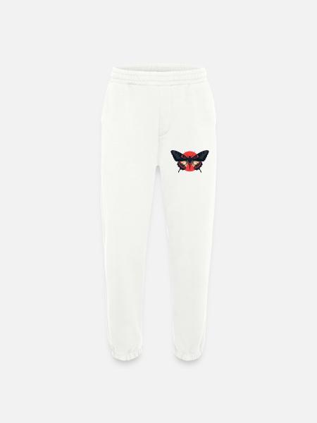 Dark Moth Symbol Alternative Streetwear - Heavyweight Jogging Pants - made by SPREAD  - OFF WHITE