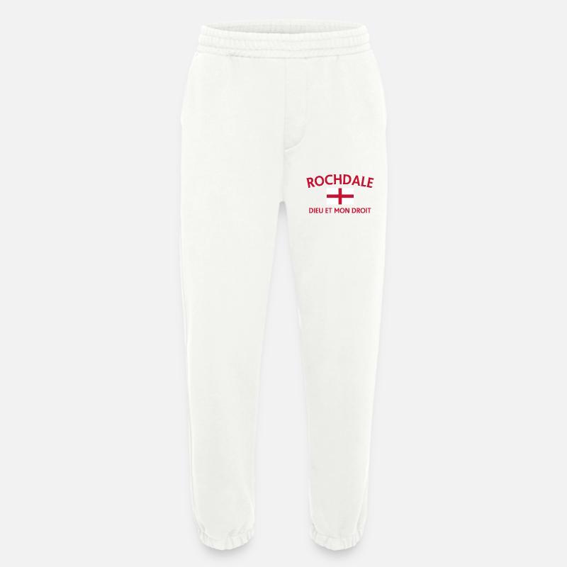 Devise du drapeau anglais de Rochdale - Pantalon de jogging bio épais fabriqué en UE - OFF WHITE