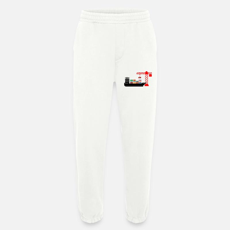 Seecontainerboot mit Kran Entladung 2 - Heavyweight Jogginghose - made by SPREAD  - OFF WHITE