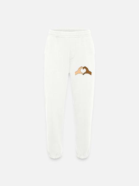 Coloured heart hand motif - customisable - Heavyweight Jogging Pants - made by SPREAD  - OFF WHITE