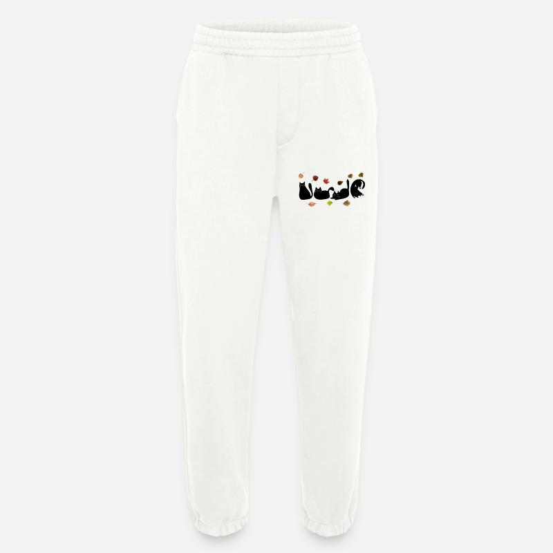 Skurrile Katzen-Strichkunst mit Herbstblättern - Heavyweight Jogginghose - made by SPREAD  - OFF WHITE