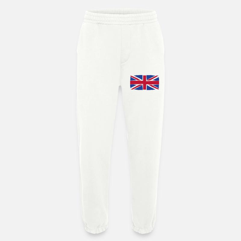 Art du drapeau Grunge Union Jack - Pantalon de jogging bio épais fabriqué en UE - OFF WHITE