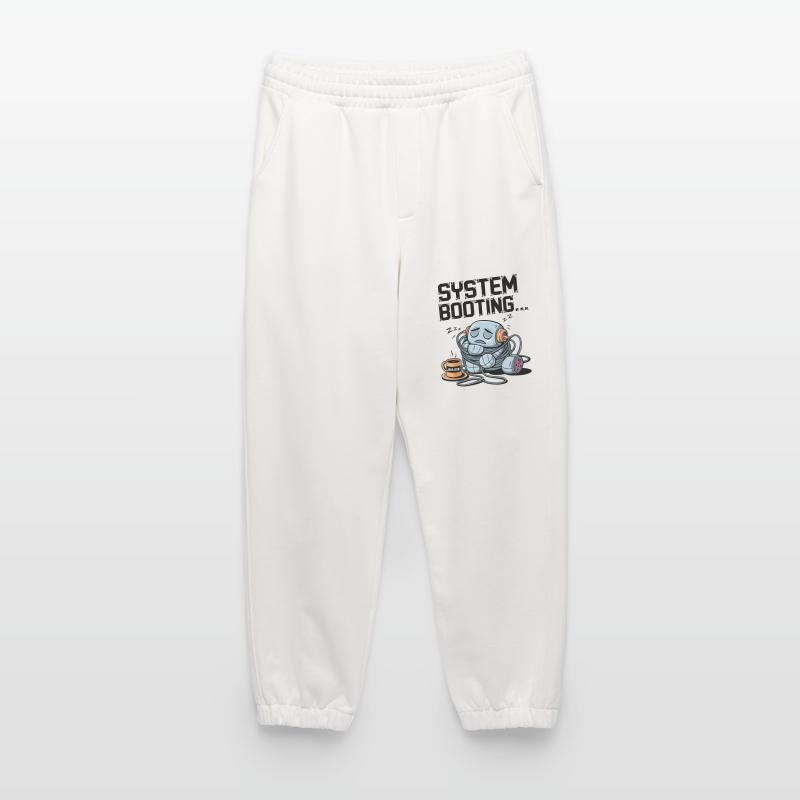 Sleepy Robot Booting with Java.exe Coffee – Funny Heavyweight Jogging Pants - made by SPREAD 