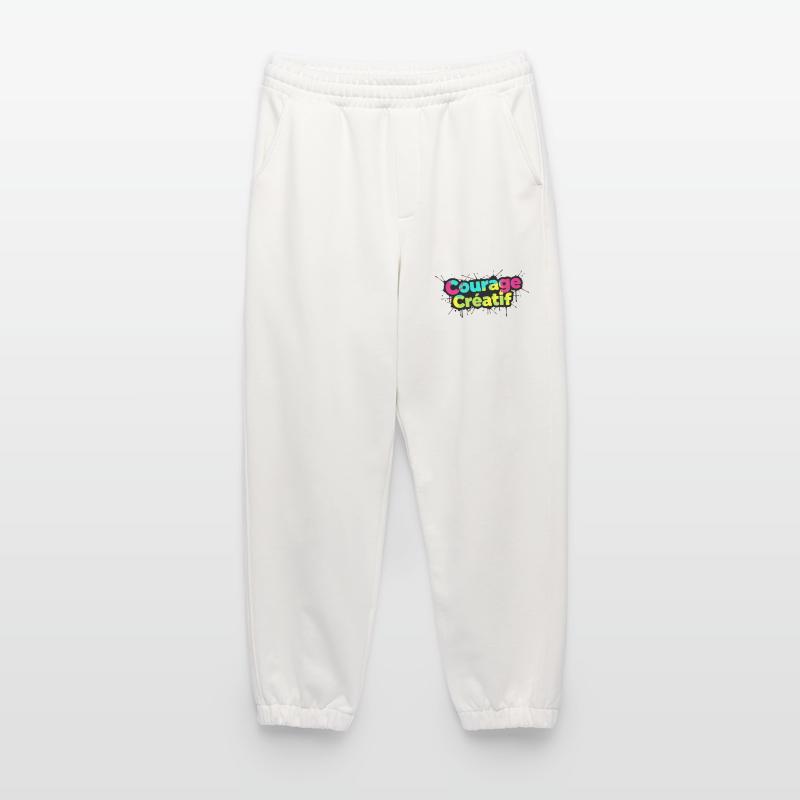 Courage Créatif Typographie colorée Pantalon de jogging bio épais fabriqué en UE