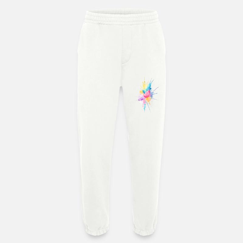 Aquarelle abstraite éclaboussure - Pantalon de jogging bio épais fabriqué en UE - OFF WHITE