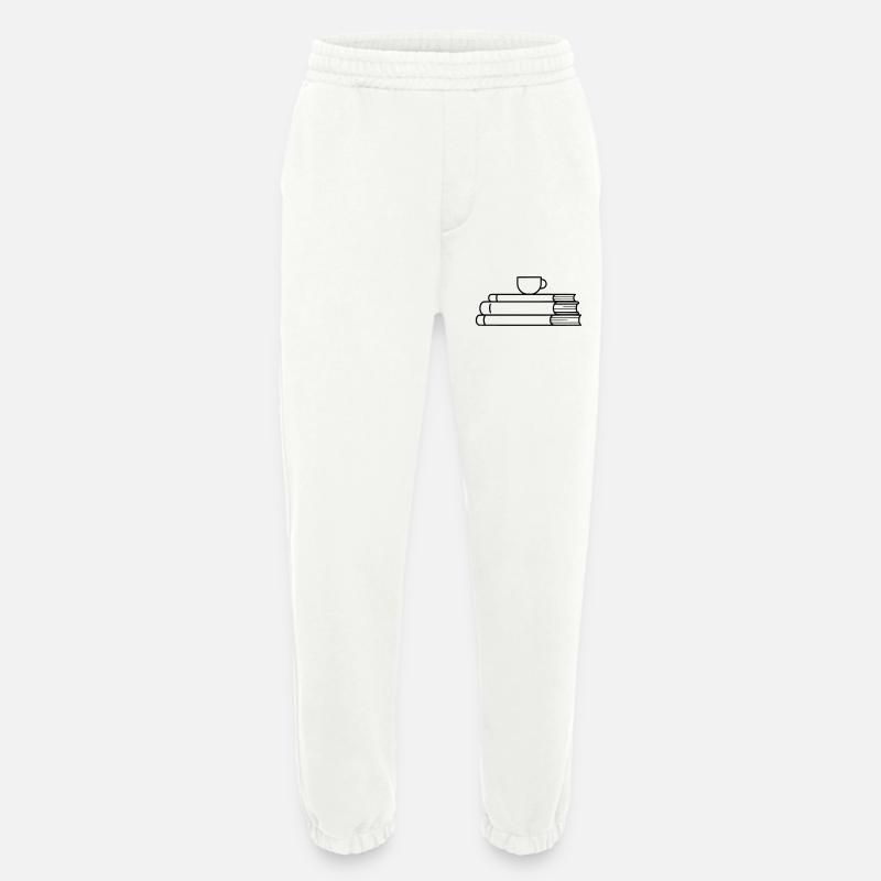 Stack of Books Coffee Cup Outline - Heavyweight Jogging Pants - made by SPREAD  - OFF WHITE