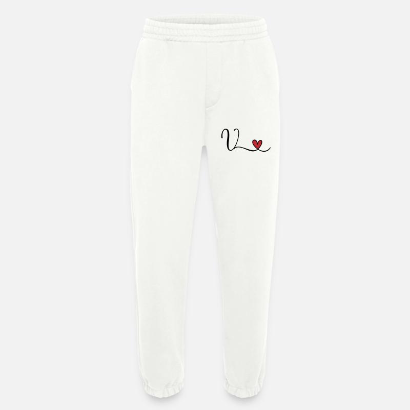 Buchstabe V Monogramm Initiale Herz - Heavyweight Jogginghose - made by SPREAD  - OFF WHITE