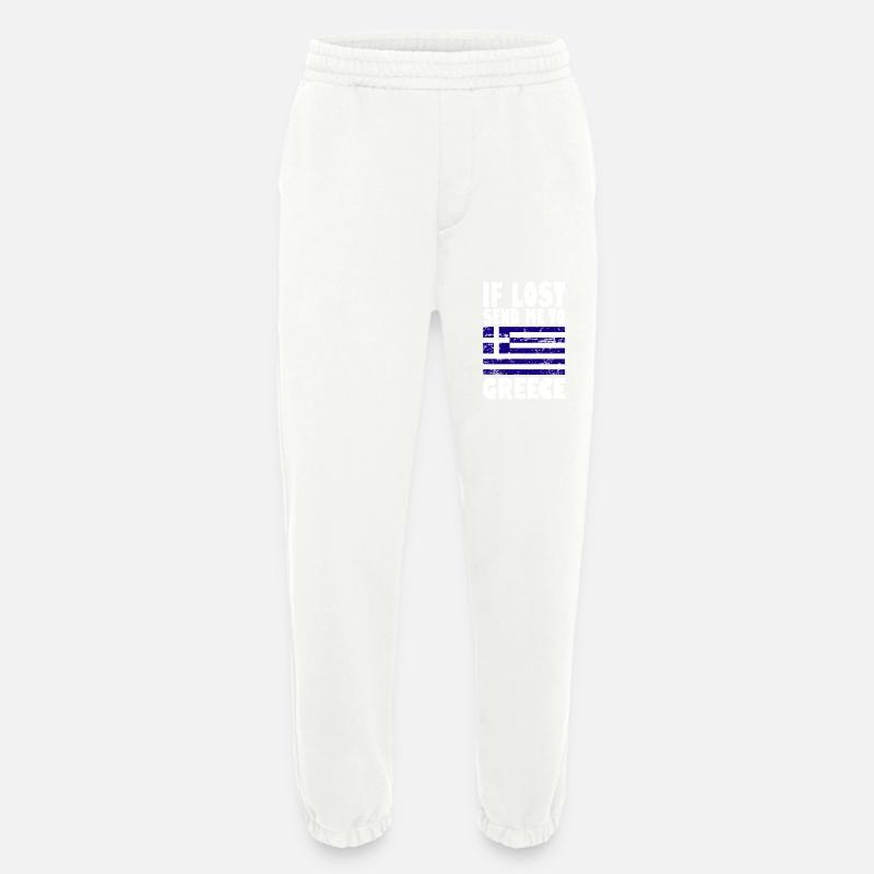 Drapeau de la Grèce - Pantalon de jogging bio épais fabriqué en UE - OFF WHITE