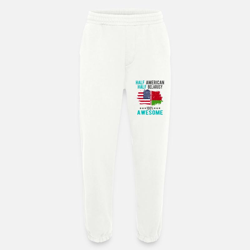 Half American Half Belarusian - Heavyweight Jogging Pants - made by SPREAD - OFF WHITE