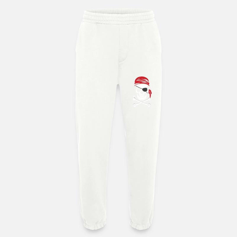 Pirate - pirate avec cache-oeil - Pantalon de jogging bio épais fabriqué en UE - OFF WHITE