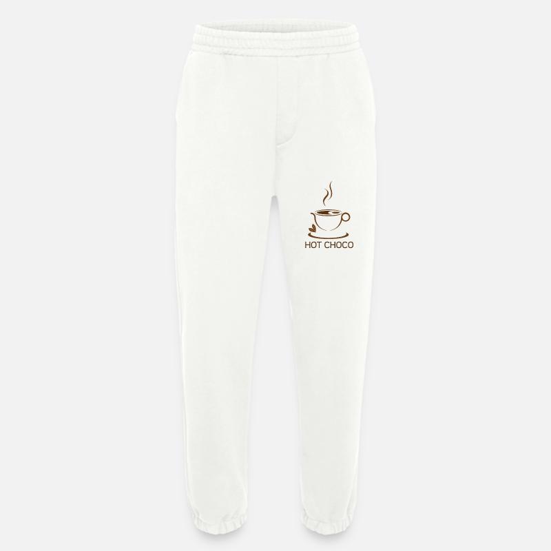chocolat, chocolat chaud - chocolat chaud - Pantalon de jogging bio épais fabriqué en UE - OFF WHITE