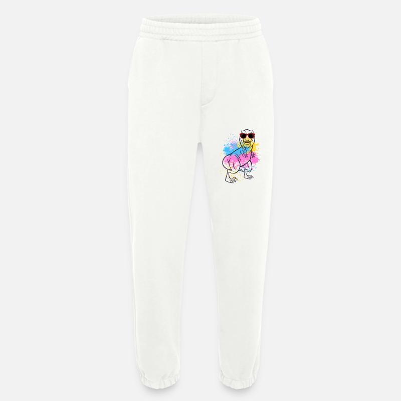 T-Rex Dinosaurier Dino Brille Bunt - Heavyweight Jogginghose - made by SPREAD  - OFF WHITE