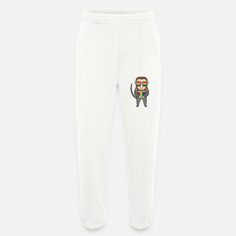 LGBT Animal Monkey Monkey Rainbow - Heavyweight Jogging Pants - made by SPREAD - OFF WHITE