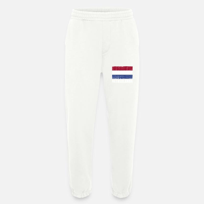 Pays-Bas Drapeau Grunge Pays-Bas Drapeau - Pantalon de jogging bio épais fabriqué en UE - OFF WHITE