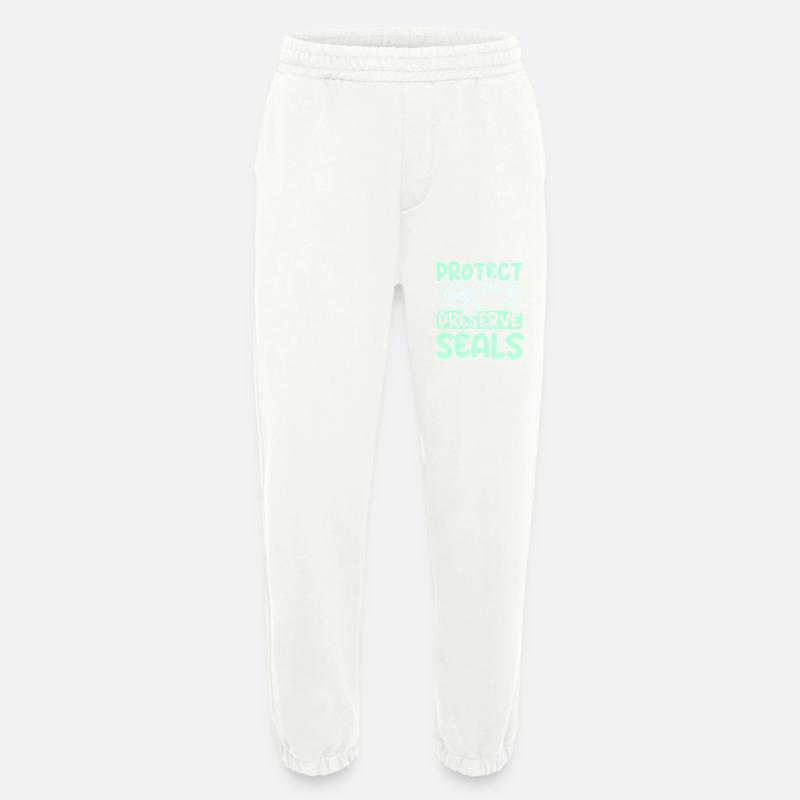 Protéger et préserver les phoques - Pantalon de jogging bio épais fabriqué en UE - OFF WHITE