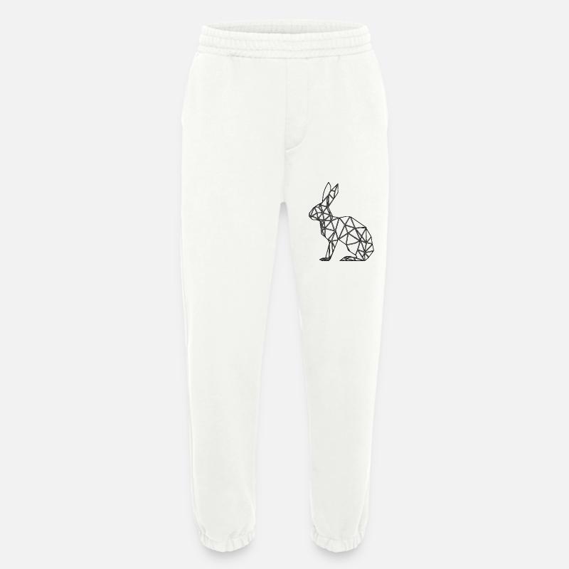 Geometric Rabbit Cute Lines Rabbit - Heavyweight Jogging Pants - made by SPREAD  - OFF WHITE