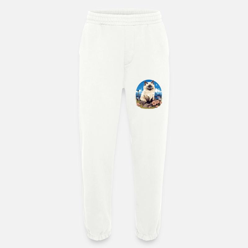 Chat de Birmanie Birma Katze - Pantalon de jogging bio épais fabriqué en UE - OFF WHITE
