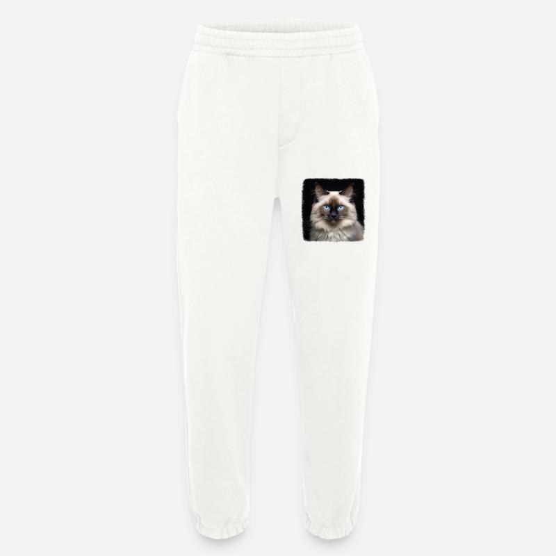 Chat de Birmanie Birma Katze - Pantalon de jogging bio épais fabriqué en UE - OFF WHITE