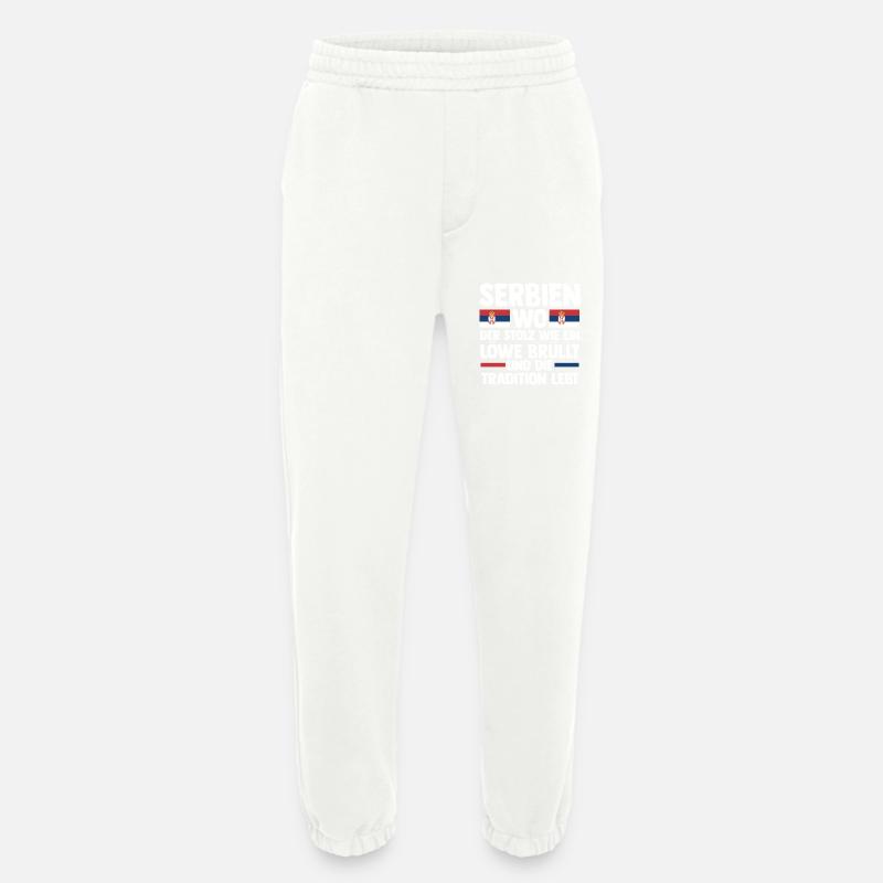 Serbe Serbe Serbie - Pantalon de jogging bio épais fabriqué en UE - OFF WHITE